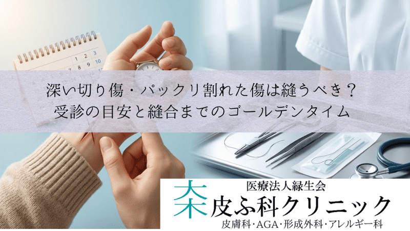 深い切り傷・パックリ割れた傷は縫うべき?|受診の目安と縫合までのゴールデンタイム