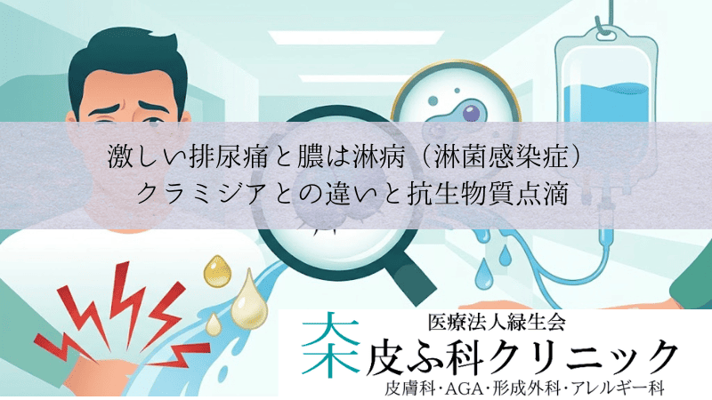 激しい排尿痛と膿は淋病（淋菌感染症）｜クラミジアとの違いと抗生物質点滴