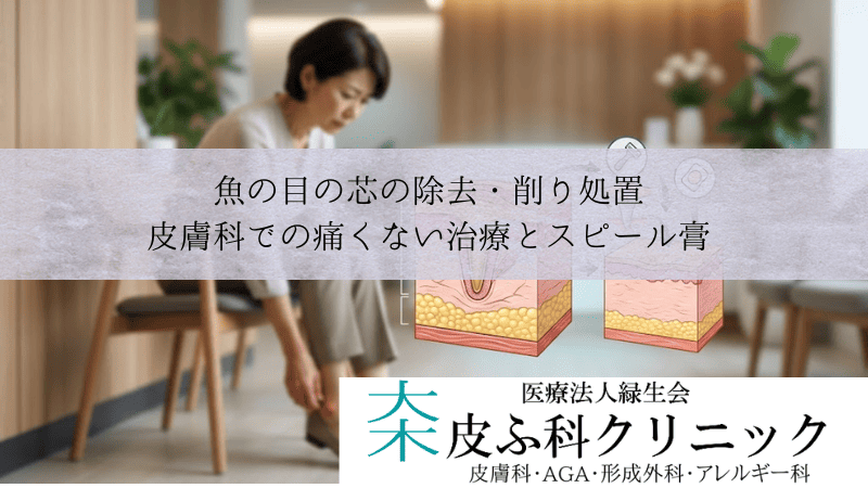 魚の目の芯の除去・削り処置|皮膚科での痛くない治療とスピール膏