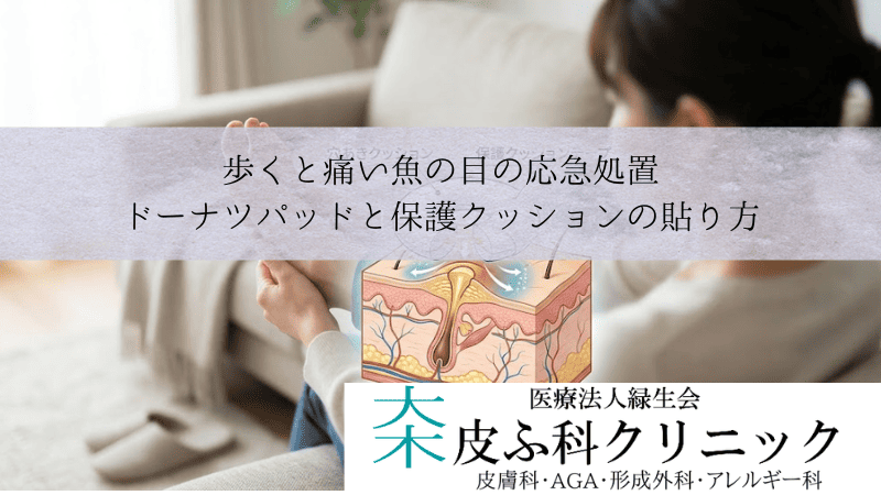 歩くと痛い魚の目の応急処置｜ドーナツパッドと保護クッションの貼り方