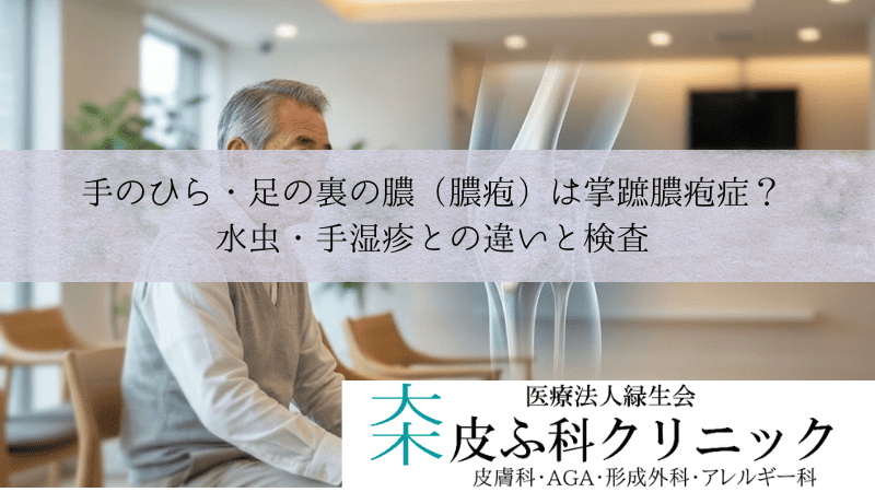 手のひら・足の裏の膿（膿疱）は掌蹠膿疱症？｜水虫・手湿疹との違いと検査