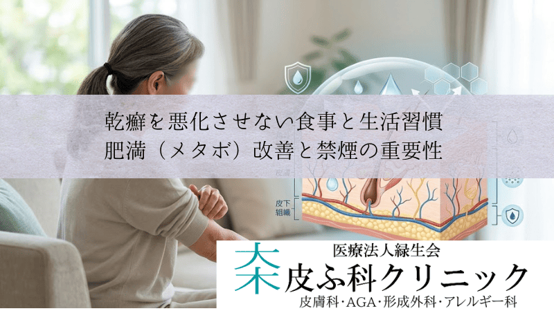乾癬を悪化させない食事と生活習慣｜肥満（メタボ）改善と禁煙の重要性