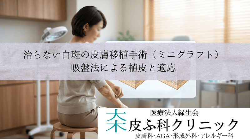 治らない白斑の皮膚移植手術(ミニグラフト)|吸盤法による植皮と適応