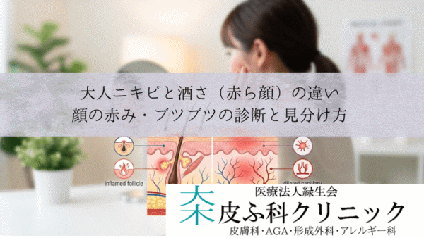 大人ニキビと酒さ（赤ら顔）の違い｜顔の赤み・ブツブツの診断と見分け方