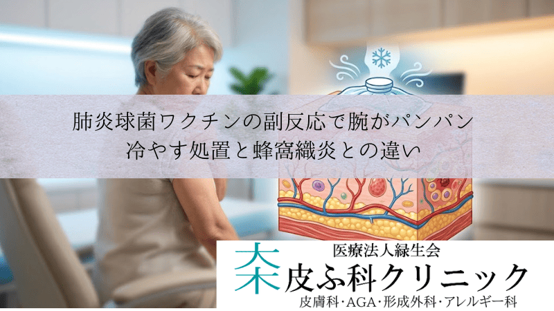 肺炎球菌ワクチンの副反応で腕がパンパンに腫れる|冷やす処置と蜂窩織炎との違い