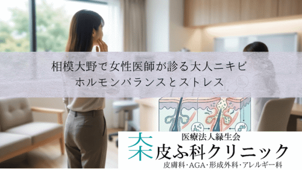 相模大野で女性医師（女医）が診る大人ニキビ｜ホルモンバランスとストレス