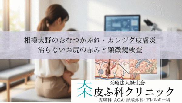 相模大野のおむつかぶれ・カンジダ皮膚炎｜治らないお尻の赤みと顕微鏡検査