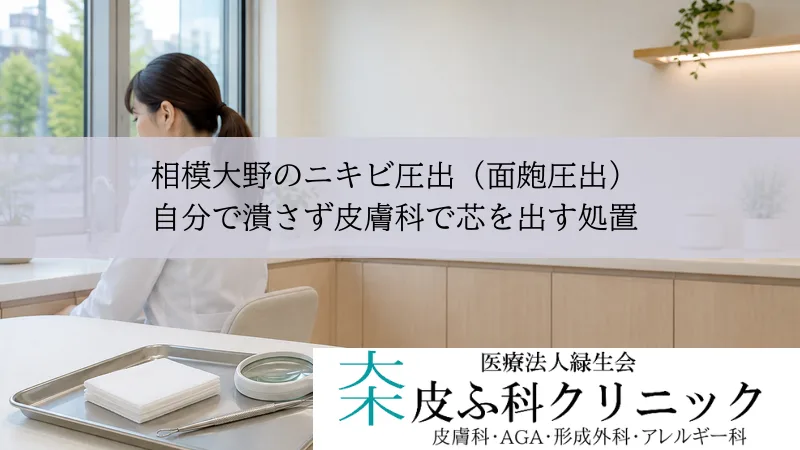 相模大野のニキビ圧出（面皰圧出）｜自分で潰さず皮膚科で芯を出す処置