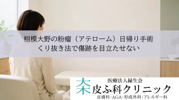 相模大野の粉瘤（アテローム）日帰り手術｜くり抜き法で傷跡を目立たせない